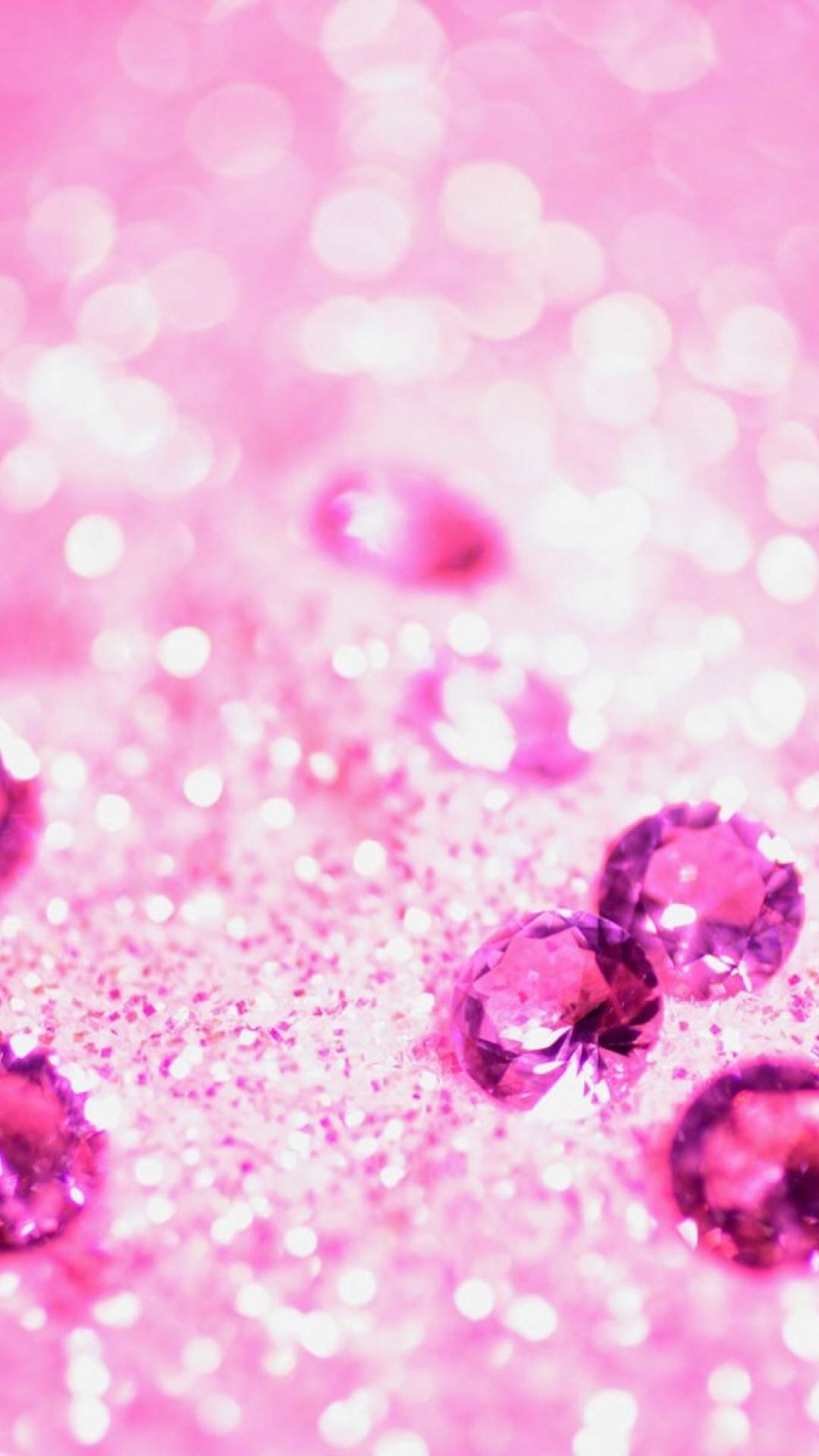 沢山のピンクの宝石 ガーリーなキラキラiphone壁紙 Iphone Wallpapers