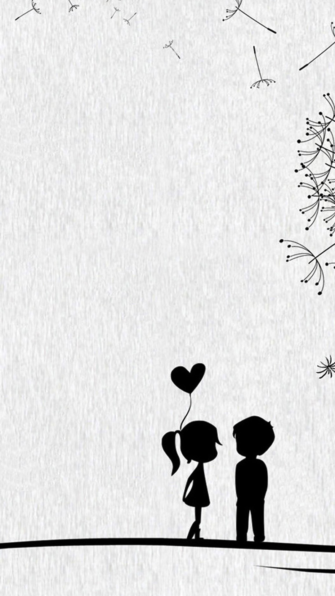 かわいいカップル モノクロイラスト Iphone Wallpapers