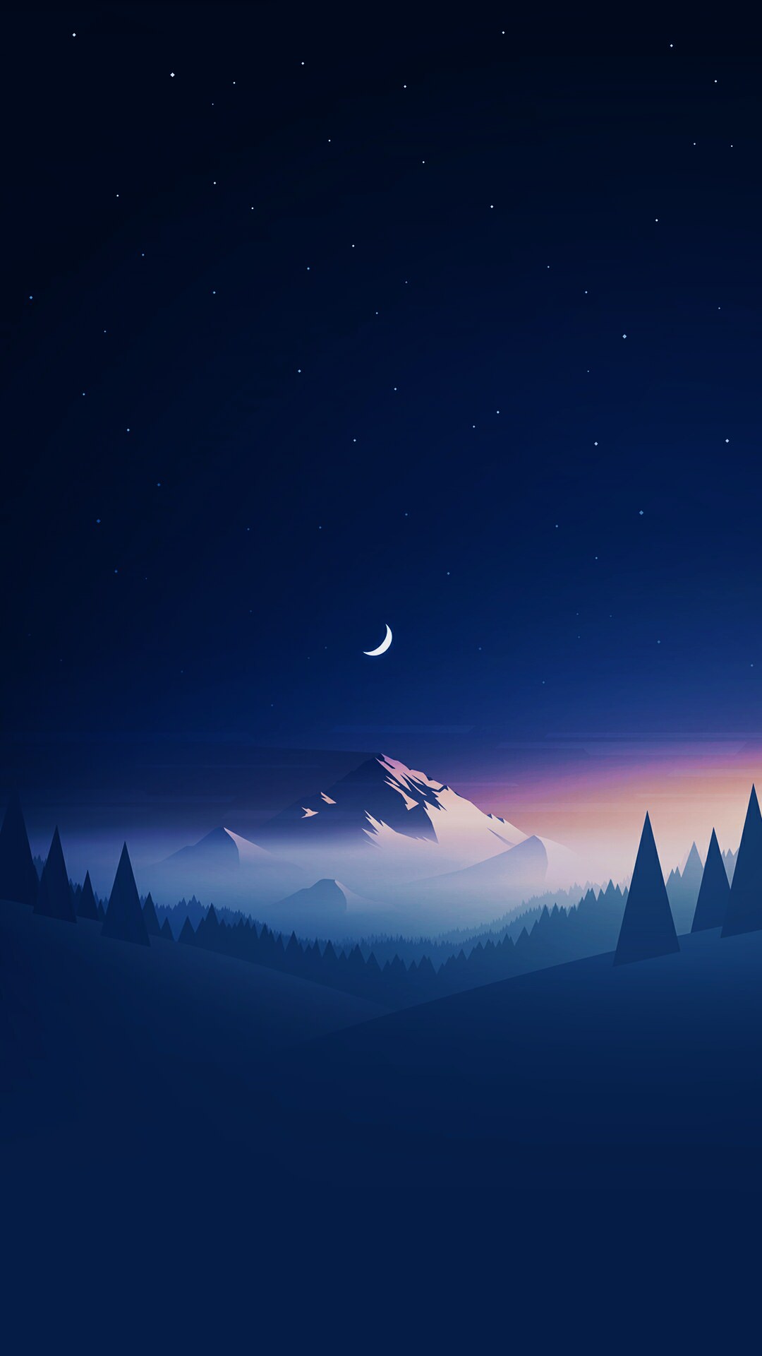 夜の山 デジタルイラスト Iphone Wallpapers